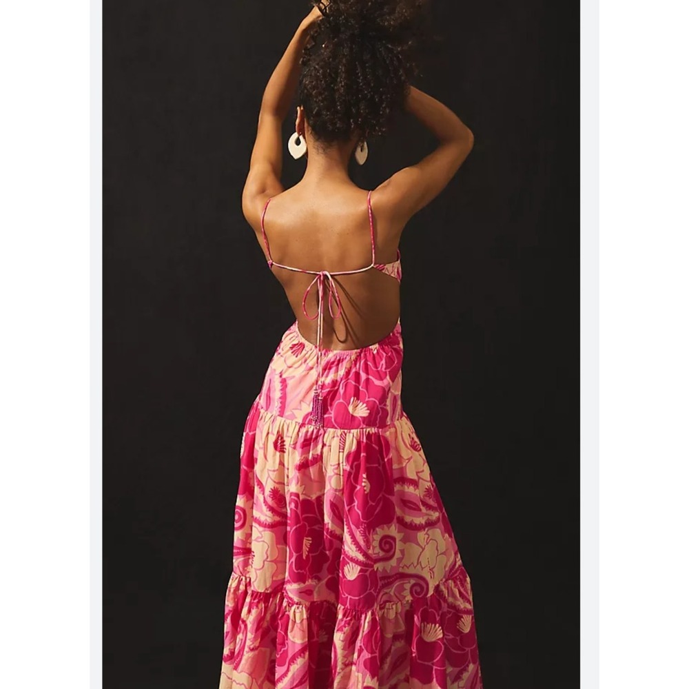 FARM Rio Pink and Cream Floral Tie-Front Maxi Dress - Picture 2 of 16